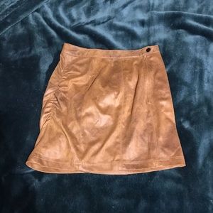 tan suede free people skirt
